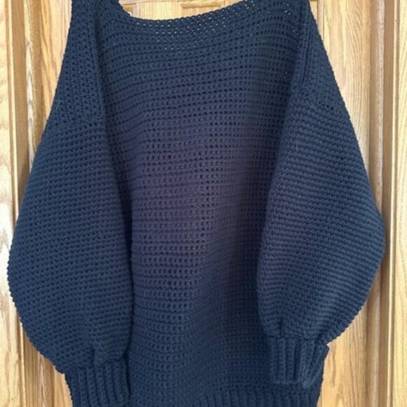 Crocheted Womens Chunky Black Cat Sweater Experiment New Handmade Pullover 3X - Picture 8 of 15